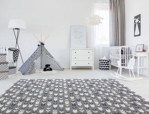 NOVA Art Mat, Grey Vinyl Kids/baby Floor Mat, Star Pattern Design